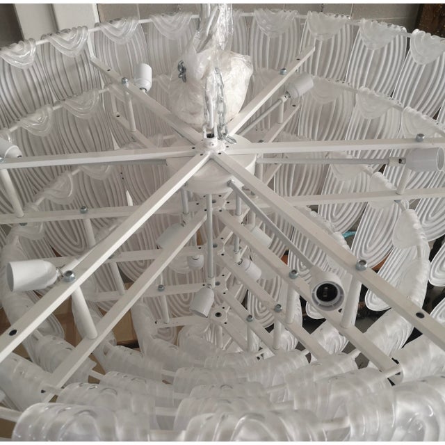 Murano Art Glass Round Transparent, White Color Chandeliers and Pendant For Sale - Image 7 of 10