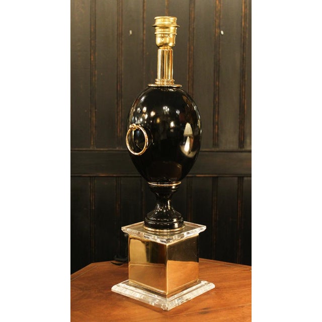 Metal Vintage Hollywood Regency Style Black Table Lamp, 1940s For Sale - Image 7 of 8