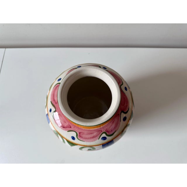 Hand Painted Portugese Floral Motif Vase For Sale In Charleston - Image 6 of 7