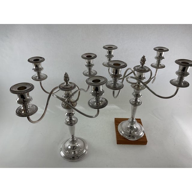 New Pair of 1970s Silver Candelabra 5 Light For Sale - Image 15 of 18