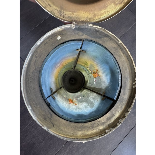 Reverse Painted Windmill Scene Glass Paneled Hanging Lantern or Pendant Light 16x7" (Light Only) For Sale - Image 9 of 10