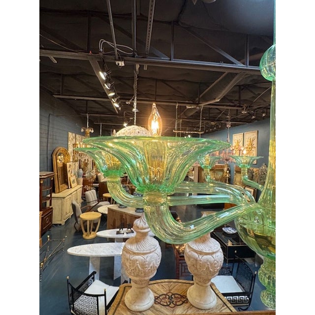 Murano Apple Green Chandelier For Sale In Dallas - Image 6 of 7
