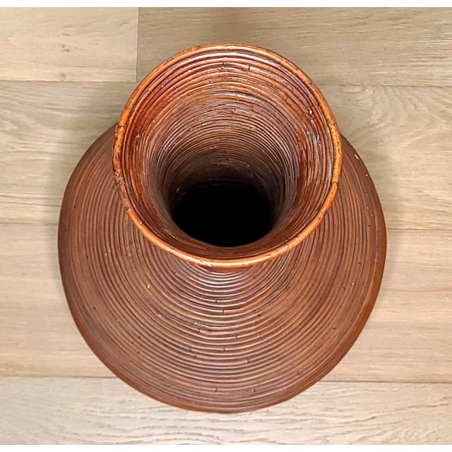 1970's Gabriella Crespi Attributed Pencil Reed Rattan Floor Vase For Sale In Denver - Image 6 of 8