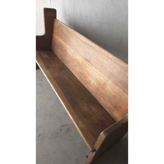 Wood Antique Rustic European Wooden Pew Bench For Sale - Image 7 of 12