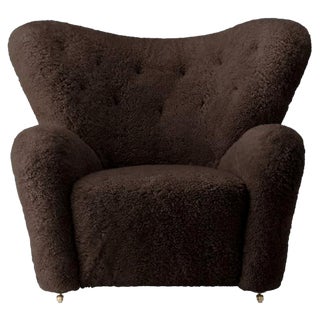 Espresso Sheepskin the Tired Man Lounge Chair by Lassen For Sale