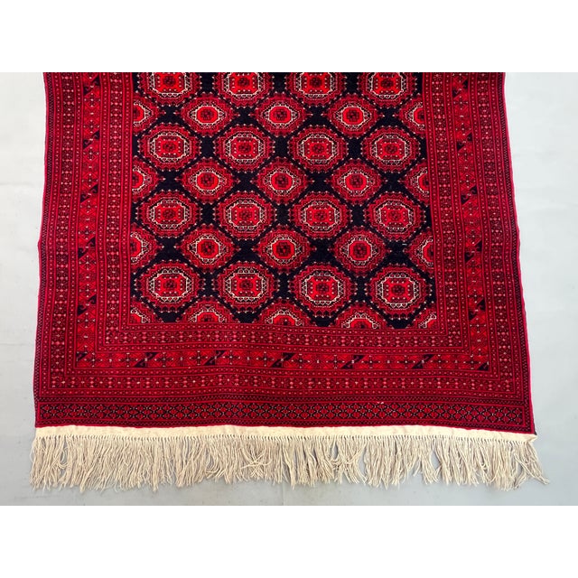 Islamic Vintage Afghan Turkmen Royal Bokhara Tekke Gul Rug - 6'4" X 4'1" For Sale - Image 3 of 11