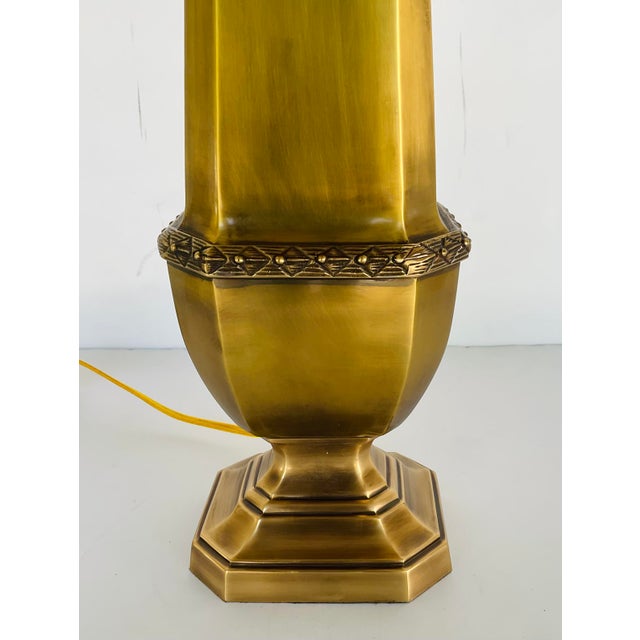Timeless Currey & Co. Antique Brass Finished Carnegie Table Lamp, showroom floor sample