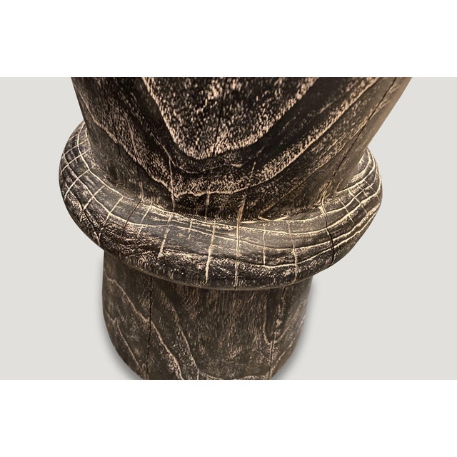 2010s Andrianna Shamaris Cerused Teak Wood Side Table For Sale - Image 5 of 5