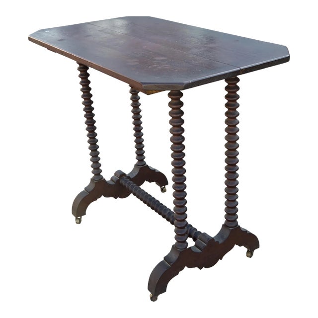 Small Mahogany Table With Spool Turned Legs For Sale