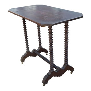 Spanish Style Accent Table With Spool Turned Legs For Sale