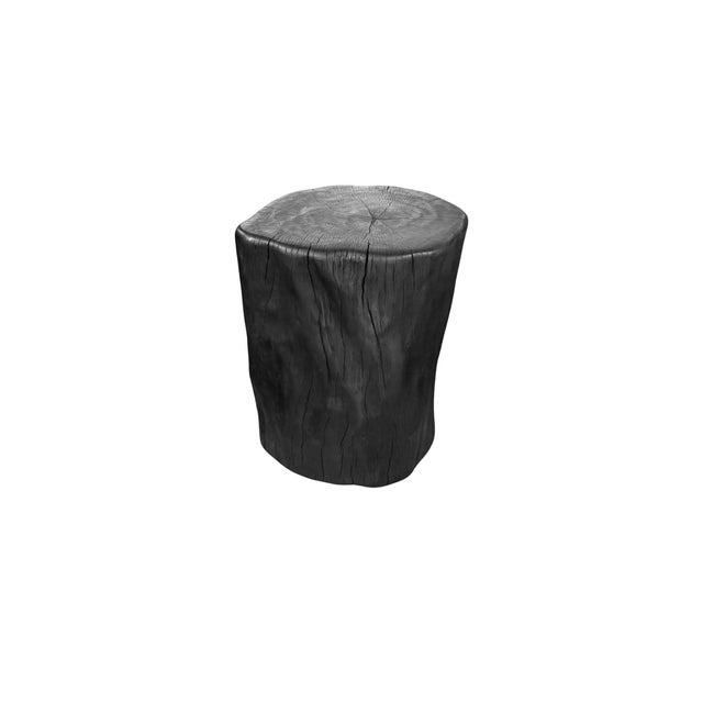 Contemporary Natural Solid Lychee Wood Side Table Charred Finish, Modern Organic For Sale - Image 3 of 6