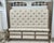 Wood King Sleigh Bed Vintage Transitional Style Tufted Upholstered Linen Taupe For Sale - Image 10 of 15