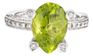 Antonini Peridot Diamond Ring Size 5.75 18k White Gold Fine Designer Cocktail Jewelry