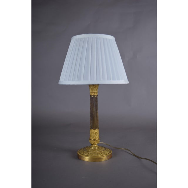 19th Century Ormolu Gilt Bronze Table Lamp with Pleated Shade For Sale - Image 3 of 11