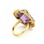 Italian Italian 14k Gold Emerald-Cut Amethyst & Diamond Cocktail Ring, Circa 1980, Size 7.25 For Sale - Image 3 of 14