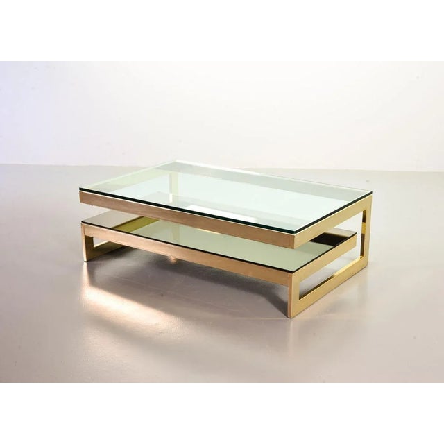 Gold 23-Carat Gold-Plated Coffee Table with Glass Tops from Belgo Chrom / Dewulf Selection, 1970s For Sale - Image 8 of 18