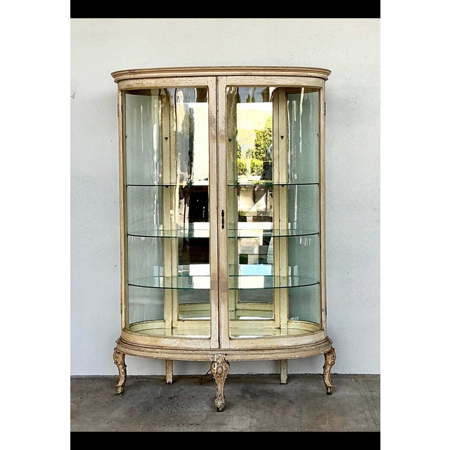 Vintage Curved Glass Display Cabinet For Sale - Image 12 of 12