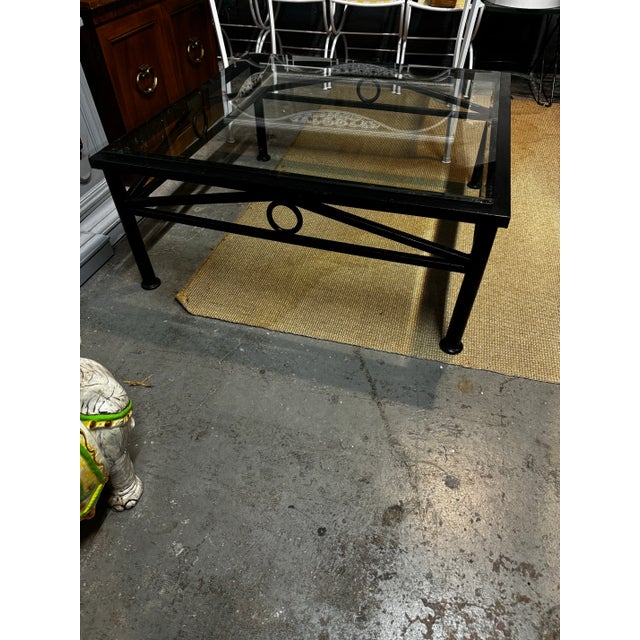 Wrought Iron Black Cocktail - Coffee Table For Sale - Image 4 of 4