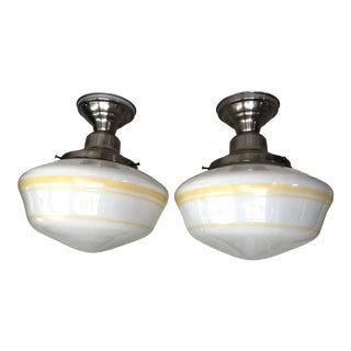 Pair School House Ceiling Lights For Sale