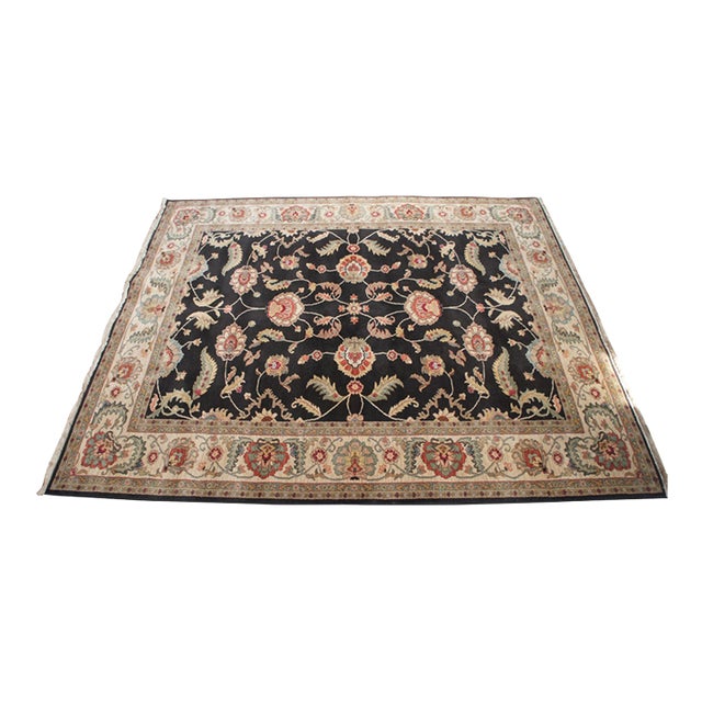 Karastan Ashara 100% Wool Agra Black Acanthus Palmette 549 Area Rug Carpet 9x10 For Sale