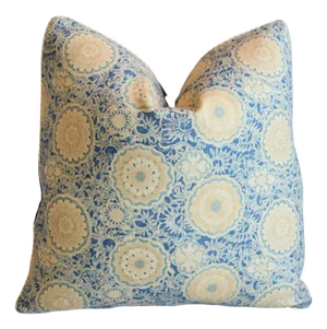 Designer Susan Tucker Floral Feather/Down Linen Pillow 21" Square