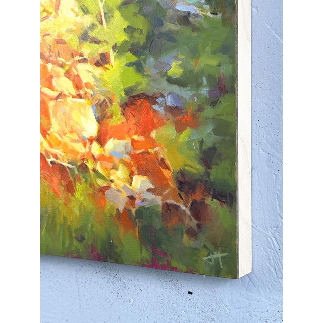 Inclination presents a vibrant landscape where sunlight dances across a rocky outcrop, illuminating the warm hues of...