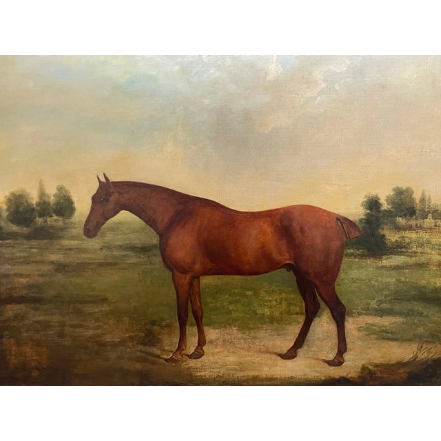 Antique Georgian English Early 19th Century Wall Art Oil Painting Portrait Of Bay Hunter Horse 'Partisan' By James...