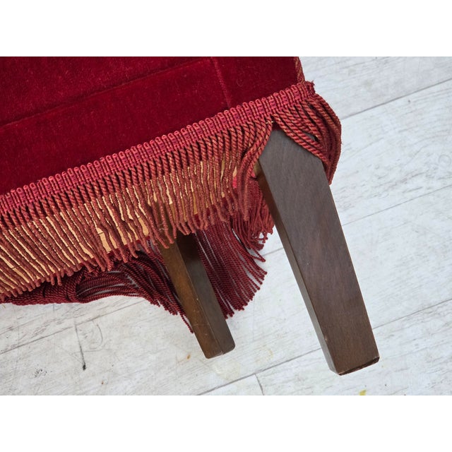 Danish 2-Seater Sofa in Red Velour with Ash Legs, 1970s For Sale - Image 18 of 18