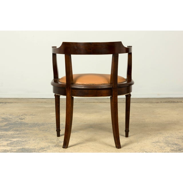Late 19th Century French Empire Style Mahogany Barrel Back Desk Chair For Sale - Image 12 of 18