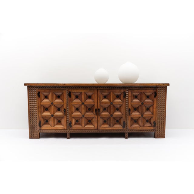 Wood Large Brutalist Rustic Sideboard, 1960s For Sale - Image 7 of 18