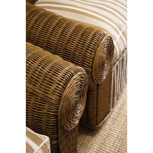 Woven Wicker Bergère Chairs from Vivai Del Sud, 1970s, Set of 2 For Sale - Image 3 of 6