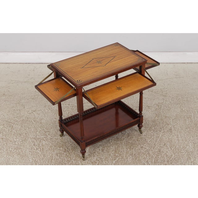 John Widdicomb John Widdicomb Marquetry Inlaid Serving Bar Cart For Sale - Image 4 of 18