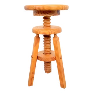 Vintage Architect's Corkscrew Stool in Pine, 1960s For Sale