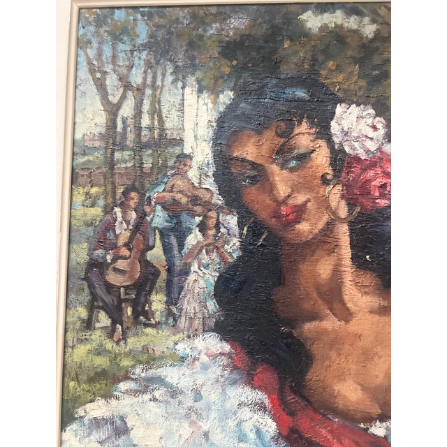 Flamenco Dancer, Oil on Canvas, 20th Century, Framed For Sale - Image 8 of 13