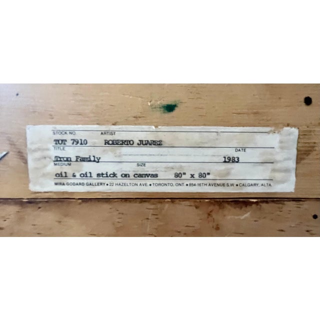 Expressionism Roberto Juarez, Large Colorful 1983 Neo Expressionist Roberto Juarez Oil Painting Tron Family, 1983 For Sale - Image 3 of 18