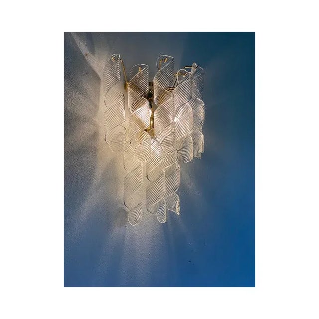 Glass Transparent Ricci Murano Glass Wall Sconces by Simoeng, Set of 2 For Sale - Image 7 of 13