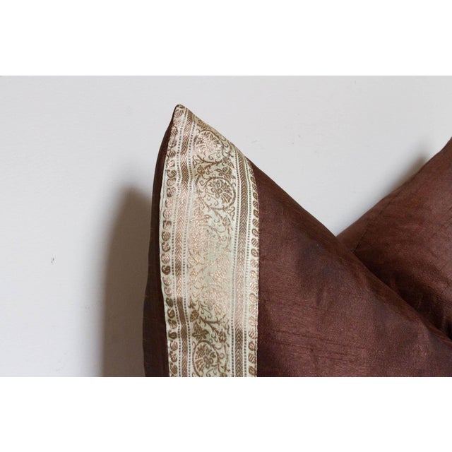 1990s Carob Festive Silk Euro Pillow Cover For Sale - Image 5 of 7