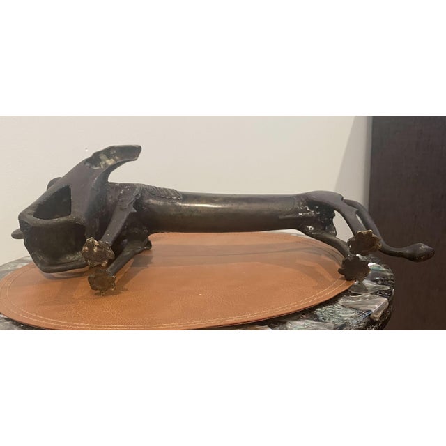 Decorative African Bronze Statue, in the Manner of Benin Fon Dog For Sale - Image 6 of 6
