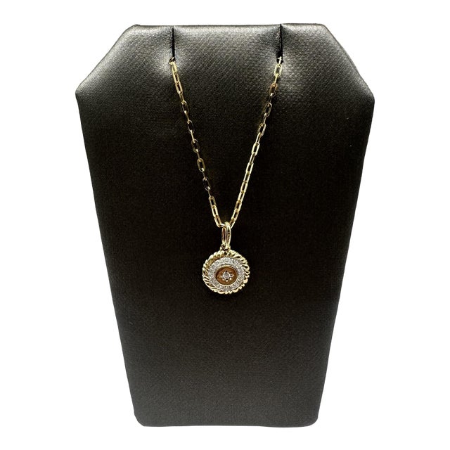 Diamond Paperclip Chain Necklace in 10kt Yellow Gold – 0.08ctw, Adjustable, New For Sale