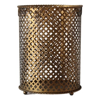 Li Puma Italian Style Regency Gilt Metal Paper Wastebasket Mid 20th Century For Sale