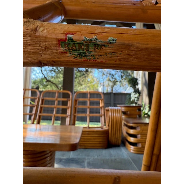 Large Rare Lot - Vintage Paul Frankl by Kane Kraft Pretzel Rattan Six-Strand 7-Piece Set! For Sale - Image 10 of 18