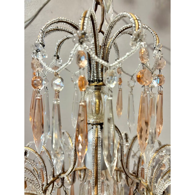 1950s Antique Italian Crystal Chandelier For Sale - Image 5 of 11
