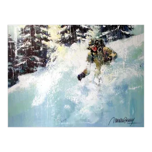 "Afternoon Storm" Contemporary Malcolm Farley Ski Scene Hand Signed Giclee on Canvas