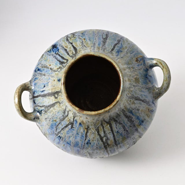 Ceramic Blue Drip Glaze Stoneware Vase from Roger Guerin, 1930s For Sale - Image 7 of 13