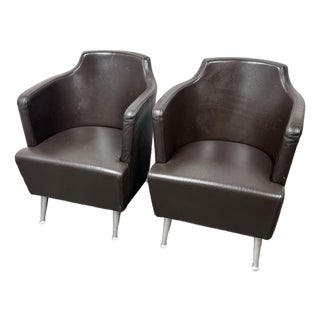 Enrico Franzolini for Moroso Leather Jules Armchairs, Pair For Sale