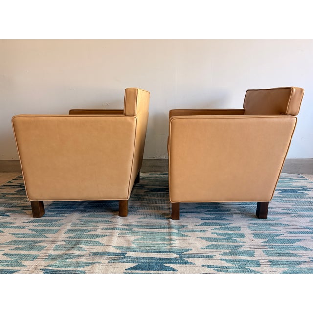 Authentic Mies Van Der Rohe for Knoll Leather Lounge Chairs – Pair (Circa 2009) For Sale - Image 10 of 11