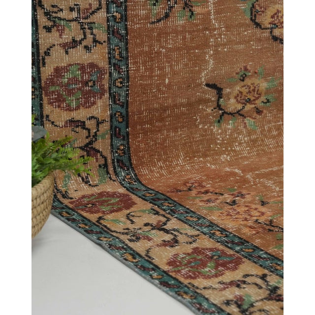 1970s Vintage Handmade Wool Cotton Brown Area Rug For Sale In San Francisco - Image 6 of 12