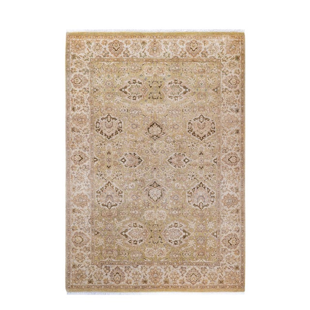 Mogul, One-of-a-Kind Hand-Knotted Area Rug - Green, 4' 3" x 6' 2" For Sale