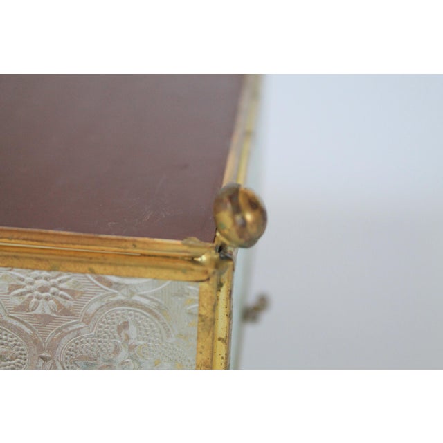 Vintage Brass and Glass Trinket Box W/ Floral Motif For Sale - Image 10 of 11