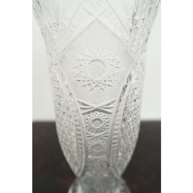 Glass Antique American Brilliant Period Cut Crystal Pedestal Vases (Set of 2) For Sale - Image 7 of 14